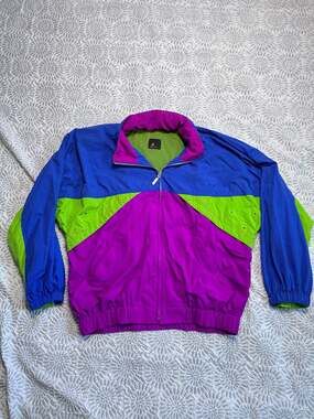 Vintage LizSport 90s Womens M Colorblock Nylon Windbreaker Jacket
